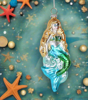 The Canton Christmas Shop Mermaid Glass Ornament for Christmas