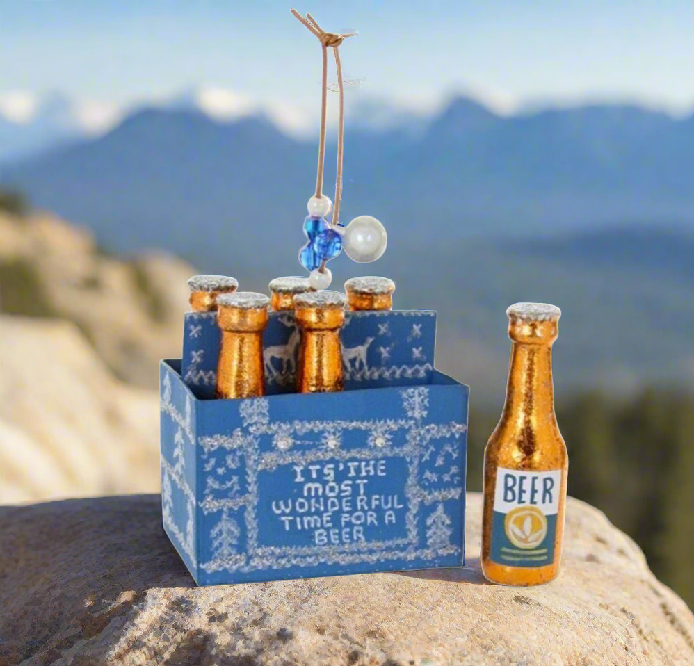 The Canton Christmas Shop Wonderful Time for a Beer Cody Foster Ornament on a mountaintop