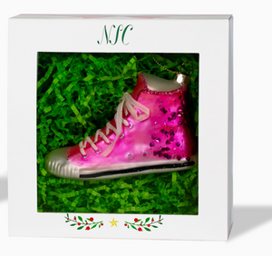 The Canton Christmas Shop Pink High Top Sneaker Ornament in box