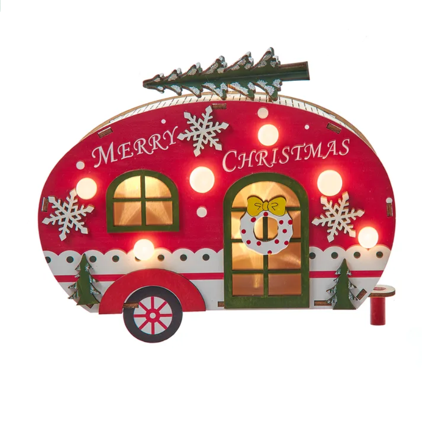 The Canton Christmas Shop 6 3/4" Battery Operated Wooden Lighted Camper Van
