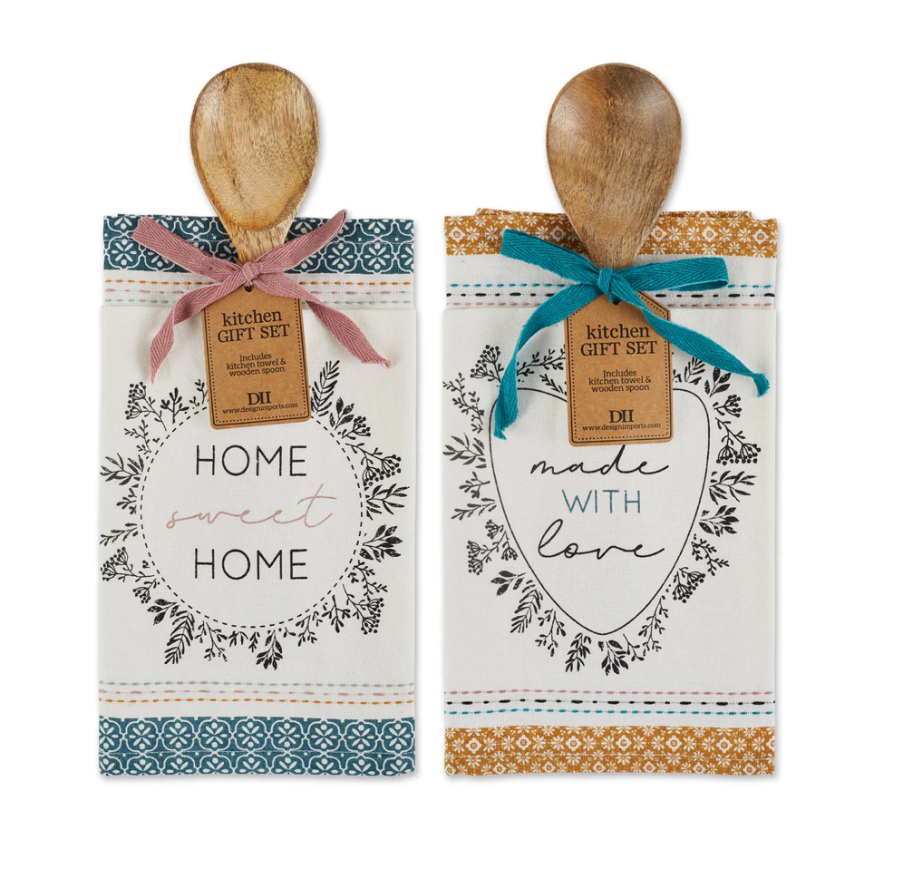 Wooden Spoon &amp; Kitchen Towel Set, Asstd.