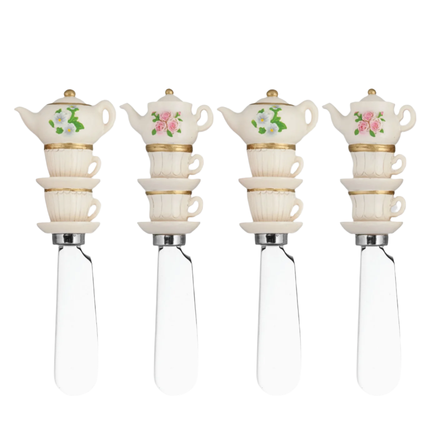 The Canton Christmas Shop Stacked Tea Set Resin Spreaders Set of 4